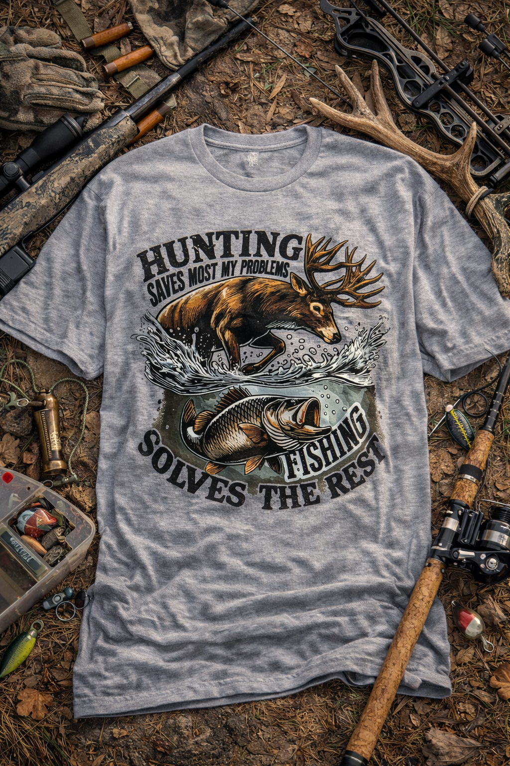 Hunting solves most of my problems, Fishing solves the rest